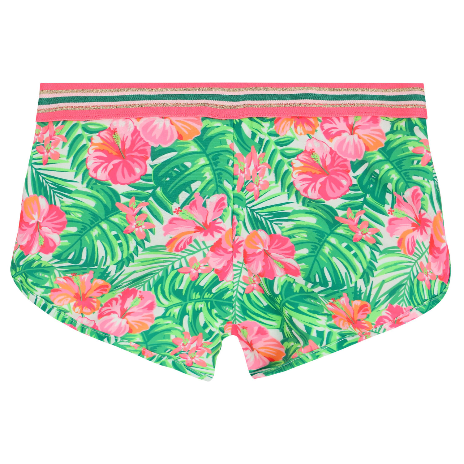 Girls Pink & Green Floral Swim Shorts, 1, hi-res