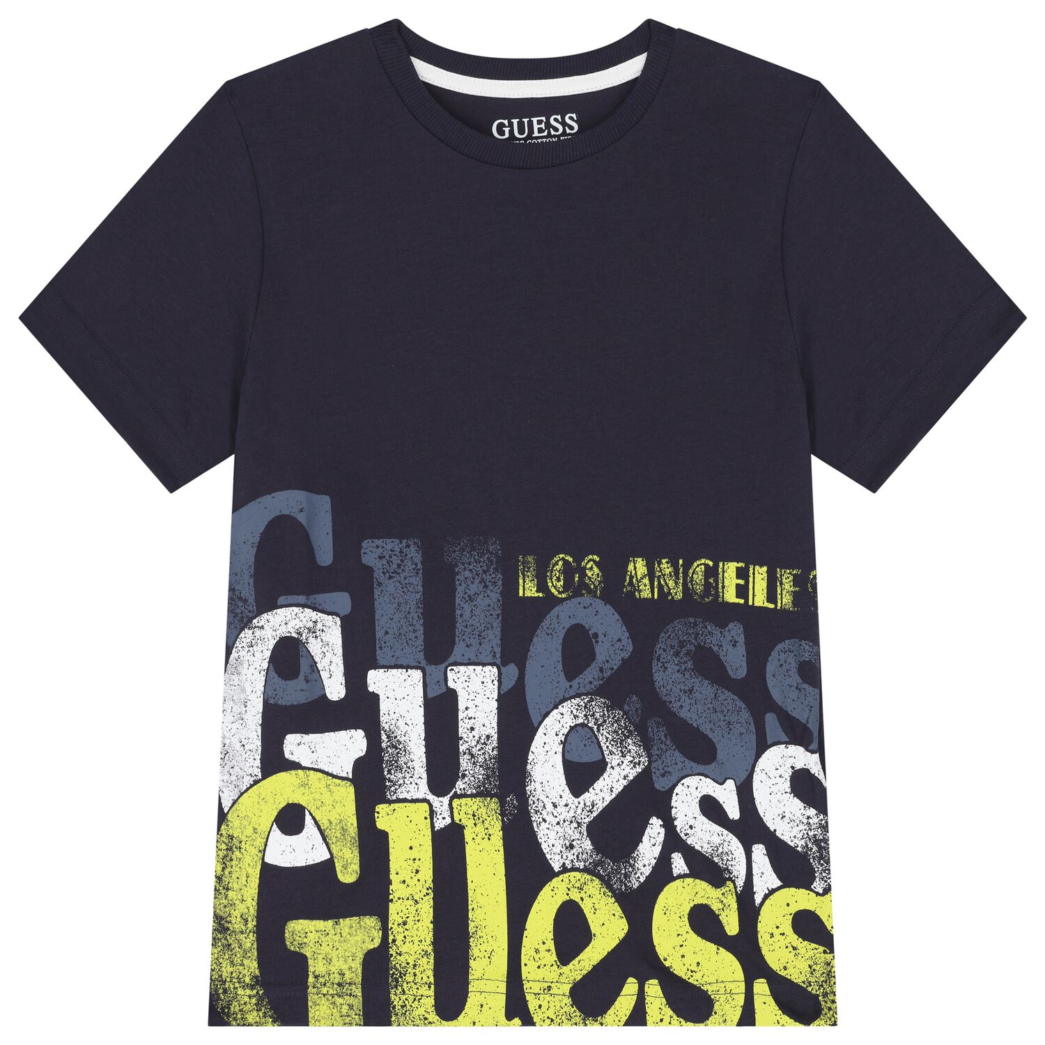 تي شيرت اولاد بالشعار باللون الأزرق الداكن , 2, hi-res