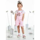 Girls Pink Waterlily Dungaree Set, 1, hi-res