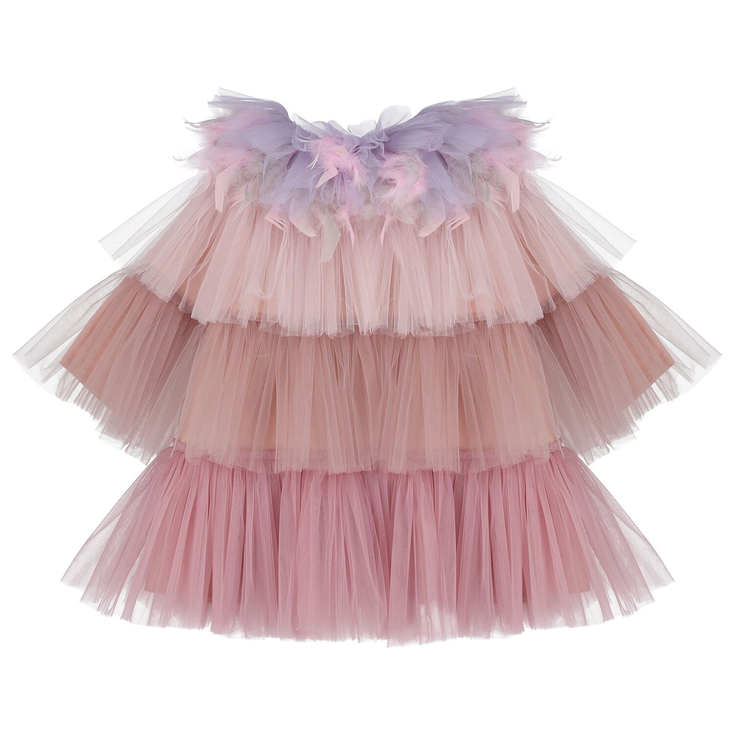 Girls Pink & Purple Tiered Tulle Dress, 1, hi-res