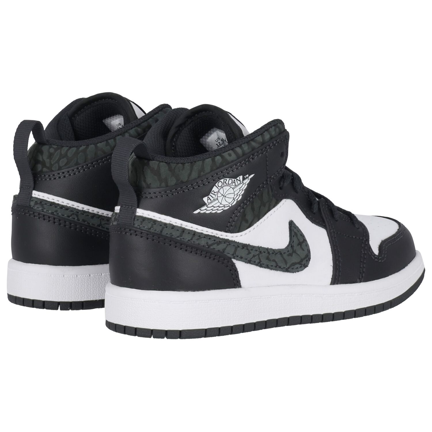 Black, Green & White Air Jordan 1 Mid Trainers, 1, hi-res