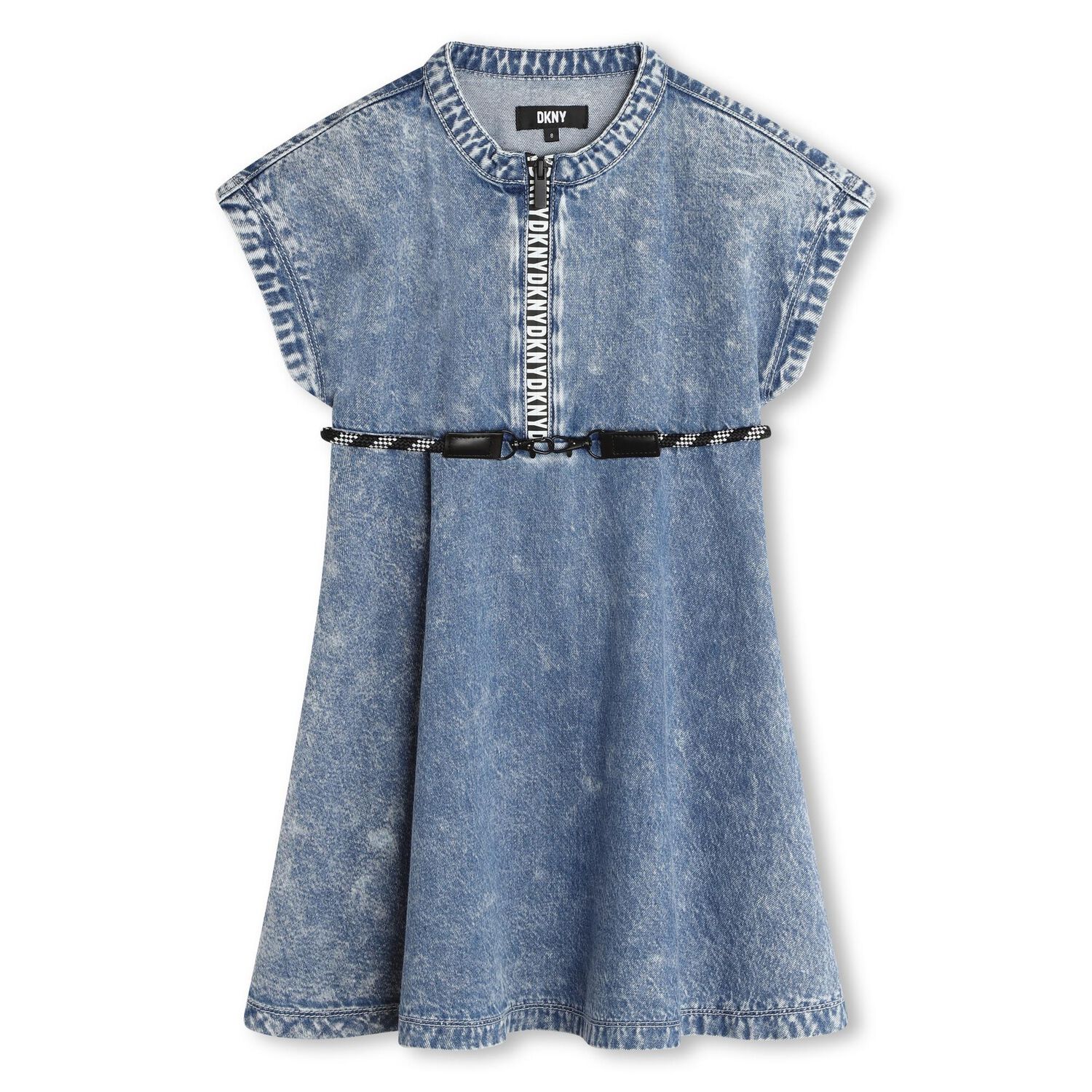 Girls Blue Logo Denim Dress, 1, hi-res