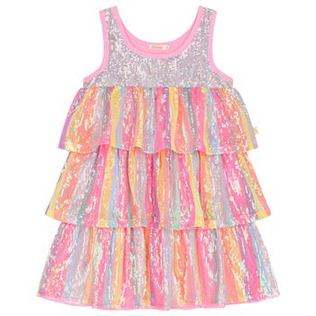Girls Pink Sequin Layered Dress