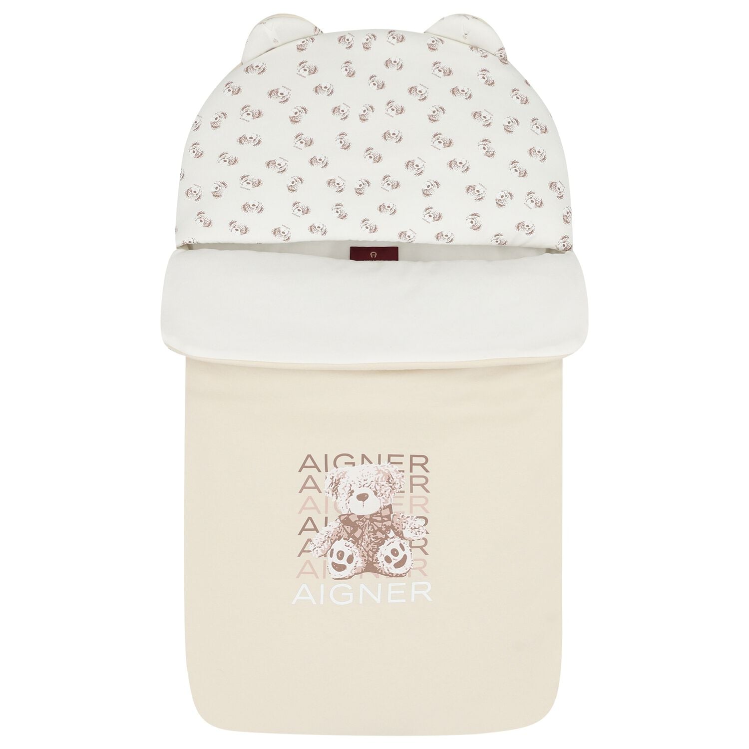 Beige & Ivory Teddy Bear Logo Baby Nest, 1, hi-res