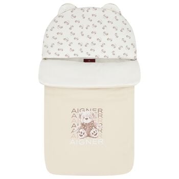 Beige & Ivory Teddy Bear Logo Baby Nest