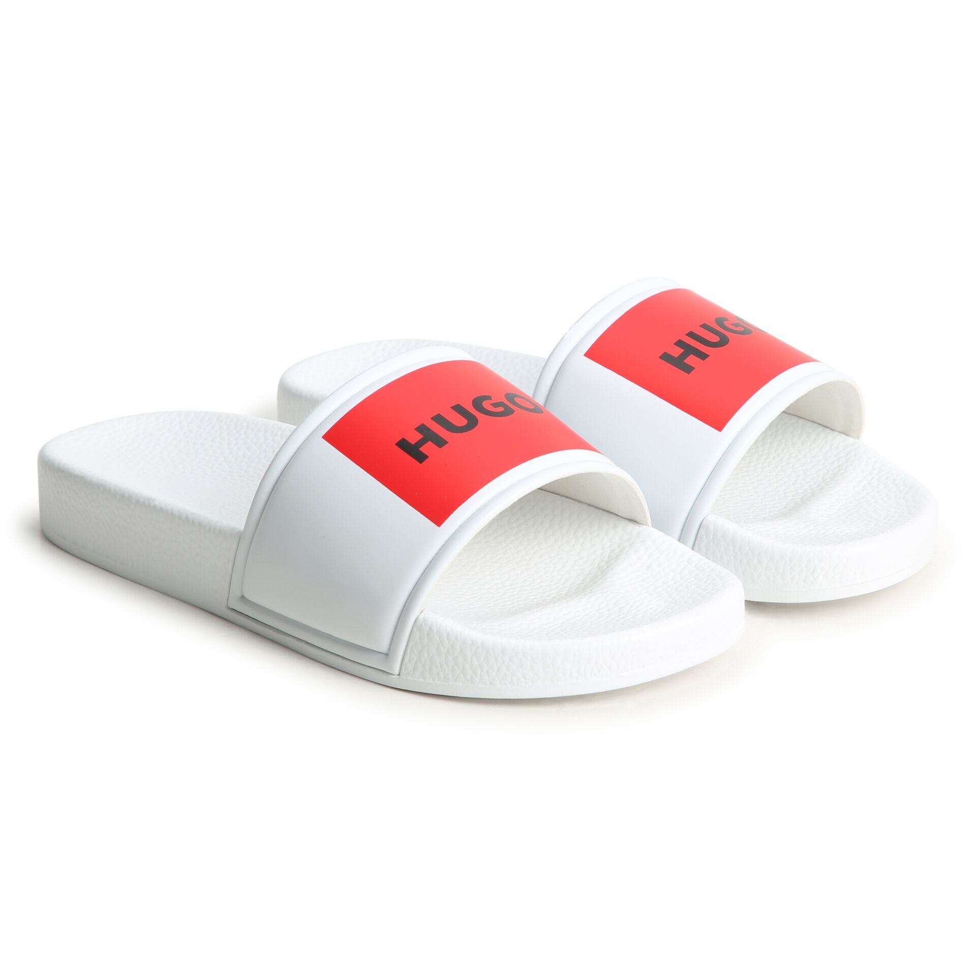 HUGO Boys White Red Logo Sliders Junior Couture UAE