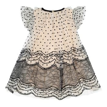 Baby Girls Beige & Black Tulle & Lace Ivy  Dress
