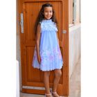 Girls Blue Floral Tulle Dress, 1, hi-res