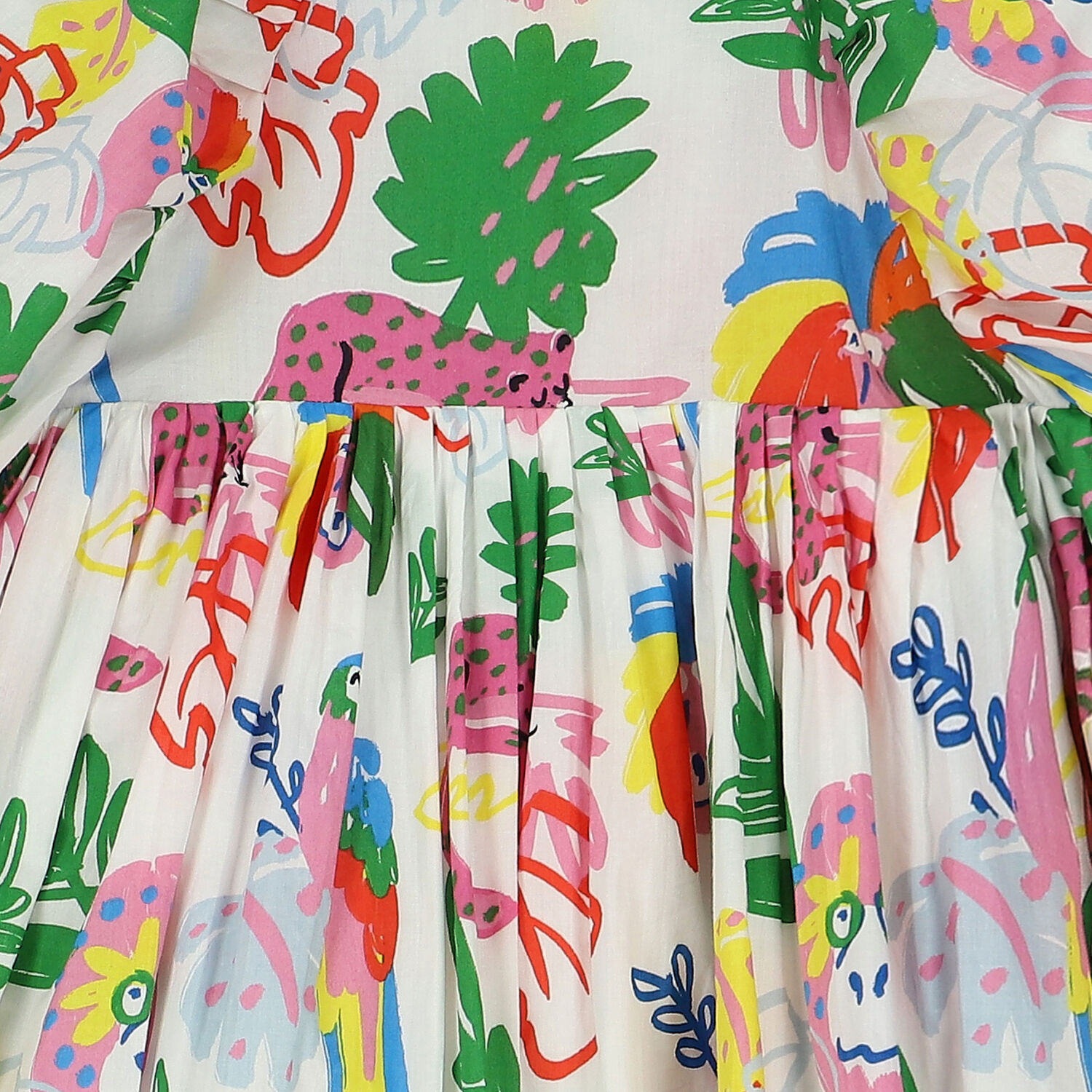 Girls Ivory Animals & Leaves Dress, 1, hi-res