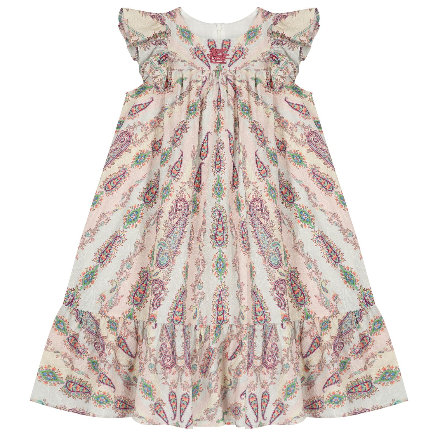Girls Muti-Coloured Embroidered Paisley Dress, 1, hi-res