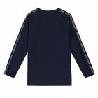 Boys Navy Blue Logo Long Sleeve, 1, hi-res
