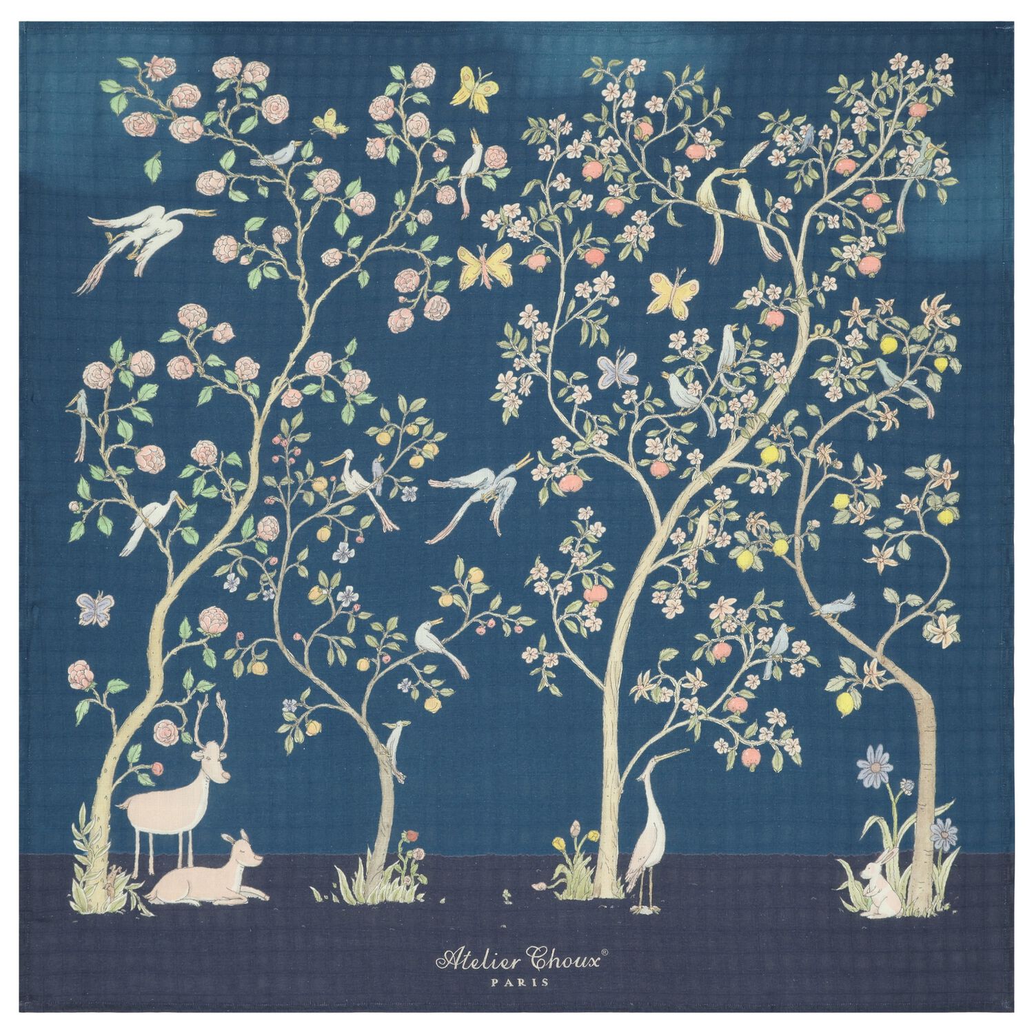 In Bloom Navy Blue Baby Swaddle Carré Blanket, 1, hi-res