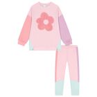 طقم ليجينز مزين بالزهور باللون الوردى والاخضر , 1, hi-res