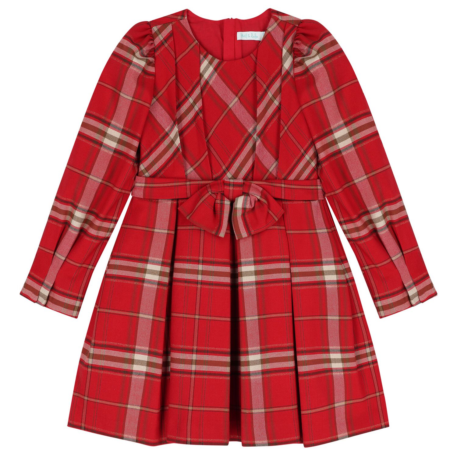 Girls Red Tartan Dress, 1, hi-res