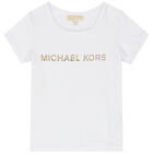 تيشيرت بالشعار باللون الابيض للبنات, 1, hi-res