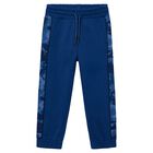 Boys Blue Camouflage Joggers, 1, hi-res
