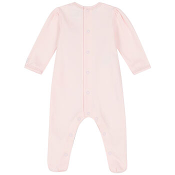 Baby Girls Pink Embroidered Babygrow