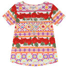 Girls Red & White Logo & Floral T-Shirt, 1, hi-res