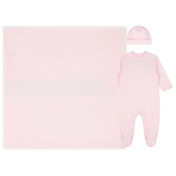Baby Girls Pink Smocked Babygrow Gift Set