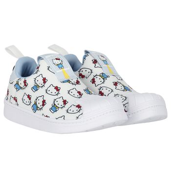 Girls White Superstar Hello Kitty Trainers