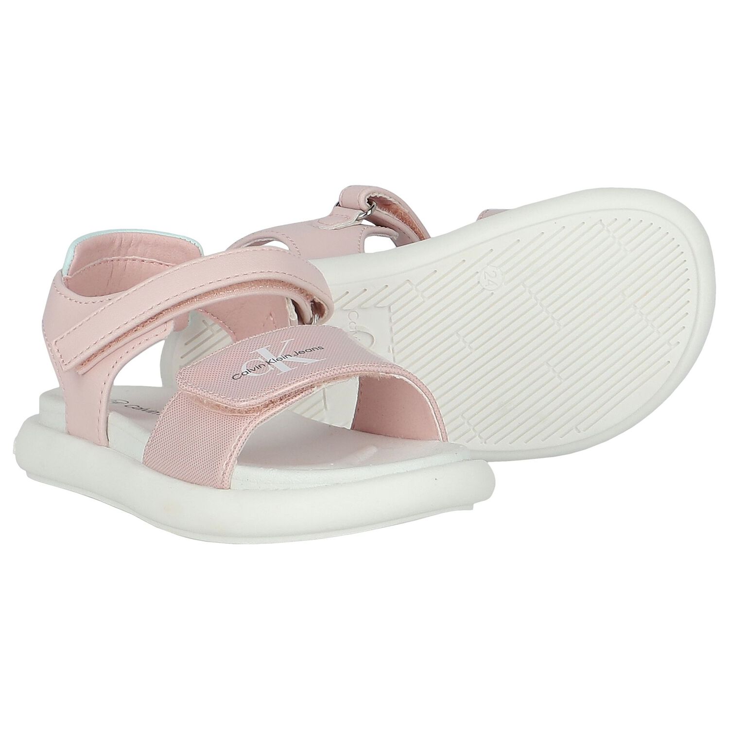 Girls Iridescent Pink Logo Sandals, 1, hi-res image number null