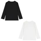 Boys White & Black Logo Long Sleeve Top ( 2 Pack ), 1, hi-res