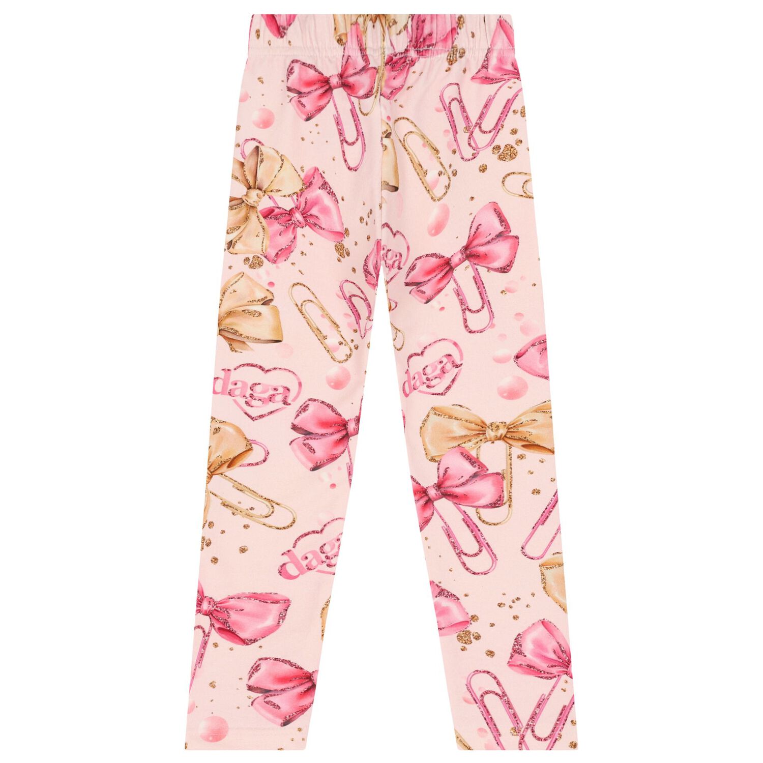 Girls Pink Bow Leggings, 1, hi-res image number null