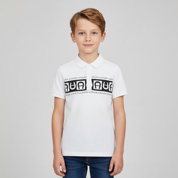 Boys White Logo Polo Shirt