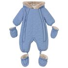 Baby Boys Blue Stars Snowsuit, 2, hi-res