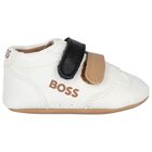 Baby Boys White Logo Pre Walker Shoes, 1, hi-res