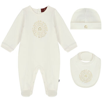 Ivory & Gold Logo Babygrow Gift Set