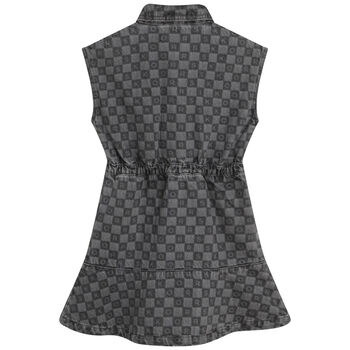 Girls Grey Denim Mini-Me Logo Dress