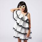 فستان بنات باللونين الأبيض والأسود مع كشكشة, 1, hi-res