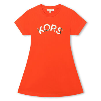 Girls Orange Logo Dress