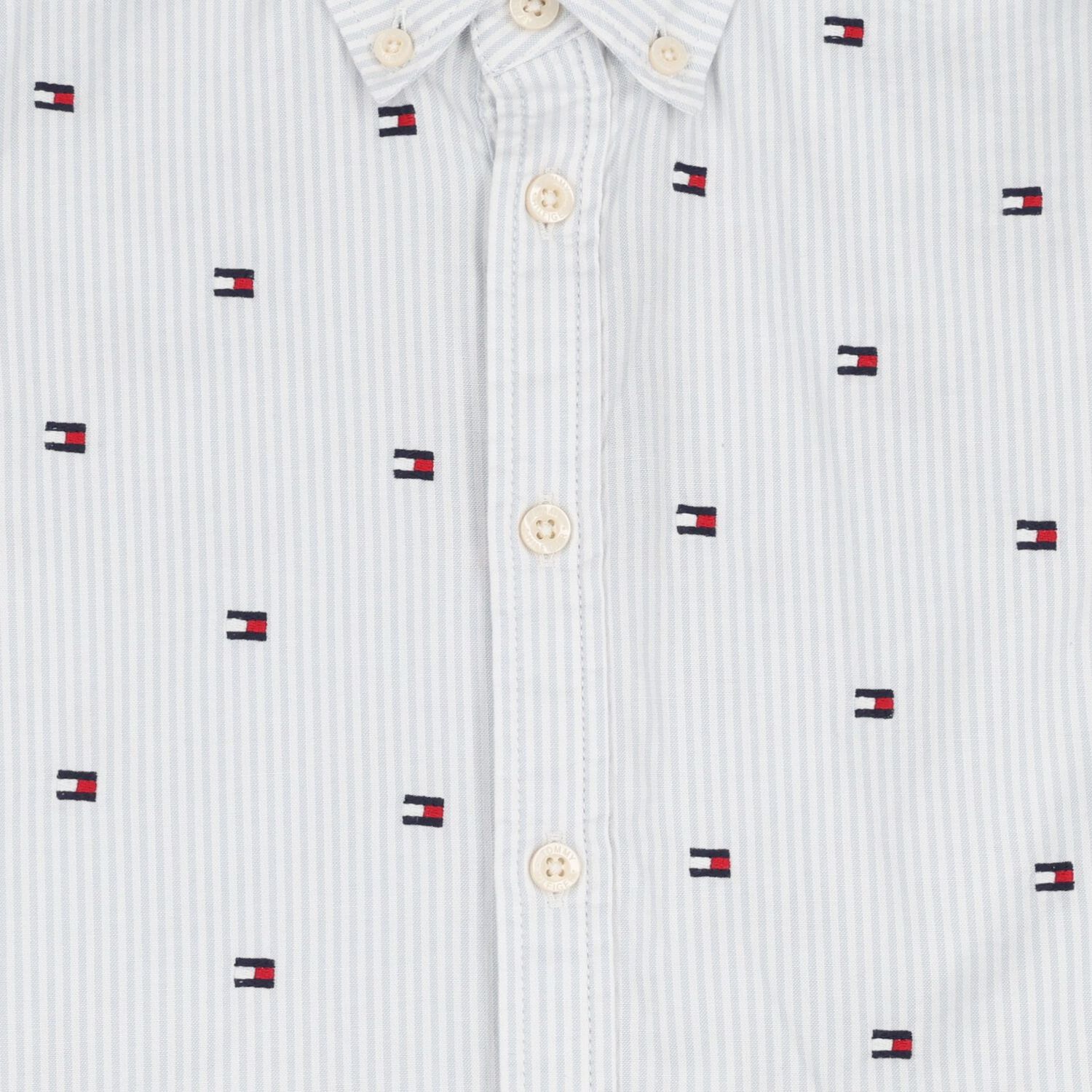 Boys Blue Logo Striped Shirt, 1, hi-res