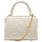 Girls Gold Textured Faux Leather Handbag, 2, hi-res