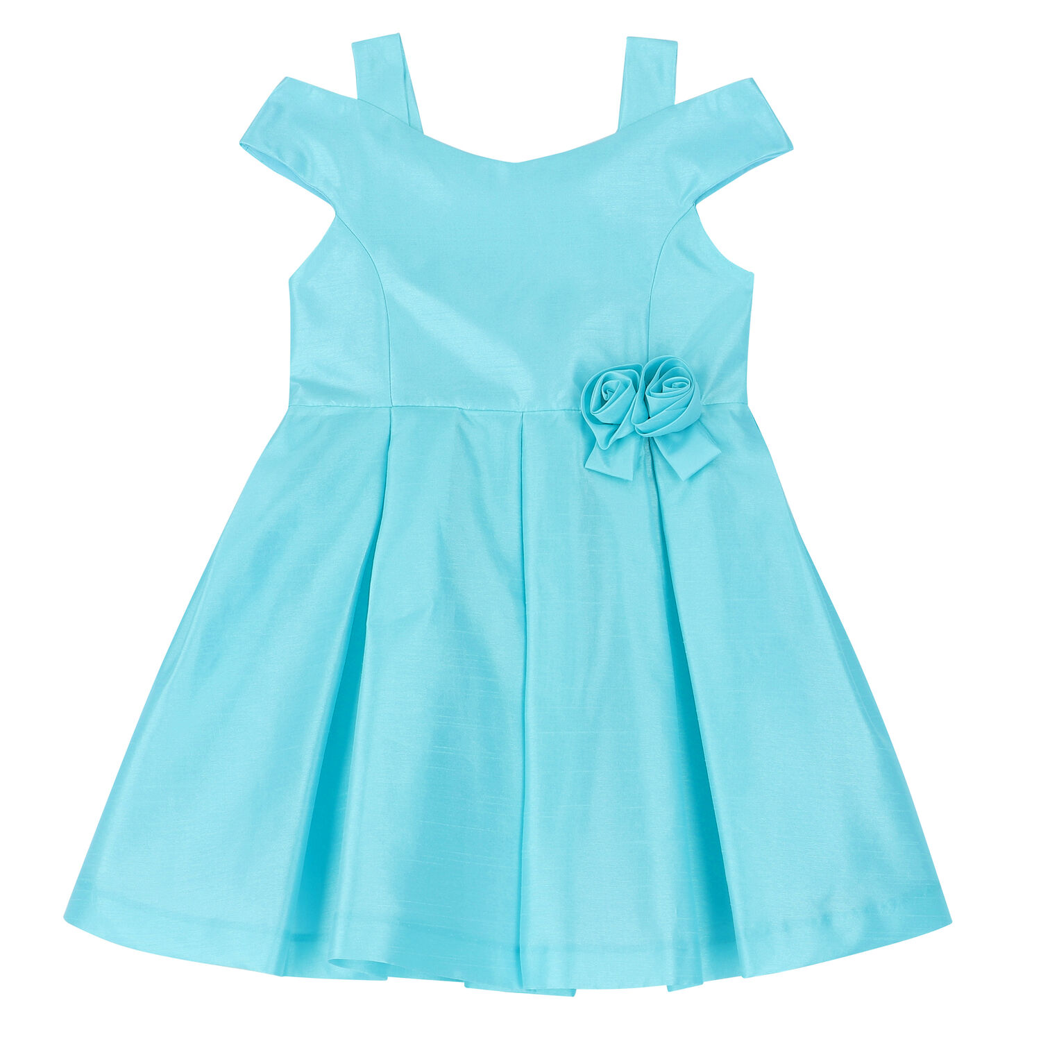 Girls Blue Flower Dress, 1, hi-res