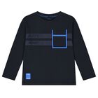 Boys Navy Blue Long Sleeve Top, 1, hi-res
