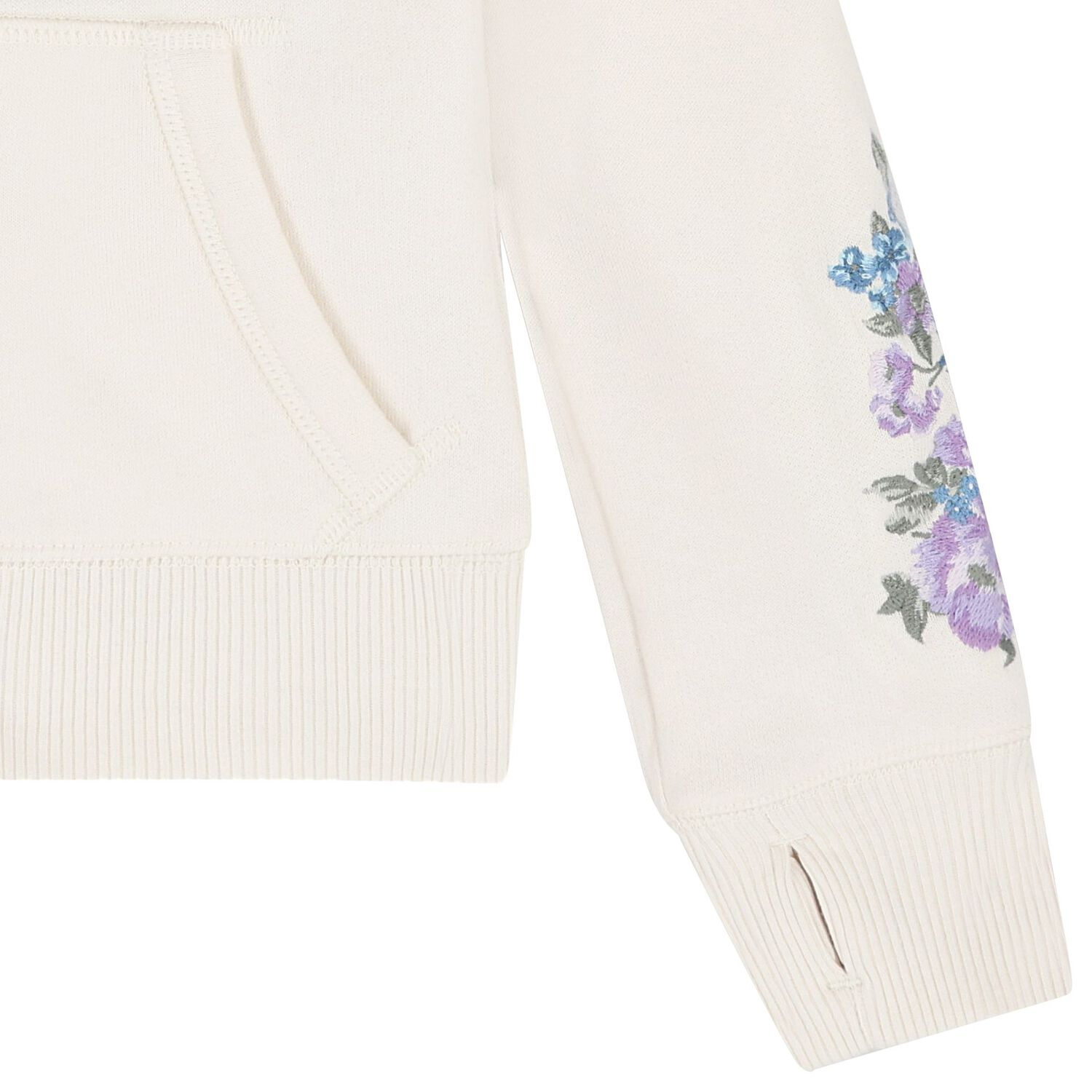 Girls Ivory Logo Hooded Zip Up Top, 1, hi-res
