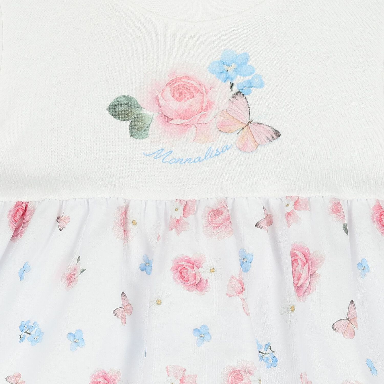 Baby Girls White Floral Bodysuit Dress, 1, hi-res