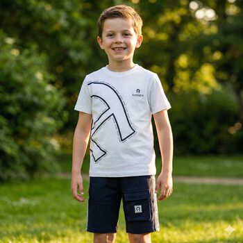 Boys Navy Blue Logo Shorts