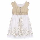 Girls Gold Floral Embroidered Dress, 1, hi-res