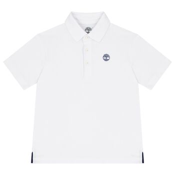 Boys White Logo Polo Shirt