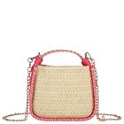 Girls Beige & Pink Straw Handbag, 1, hi-res