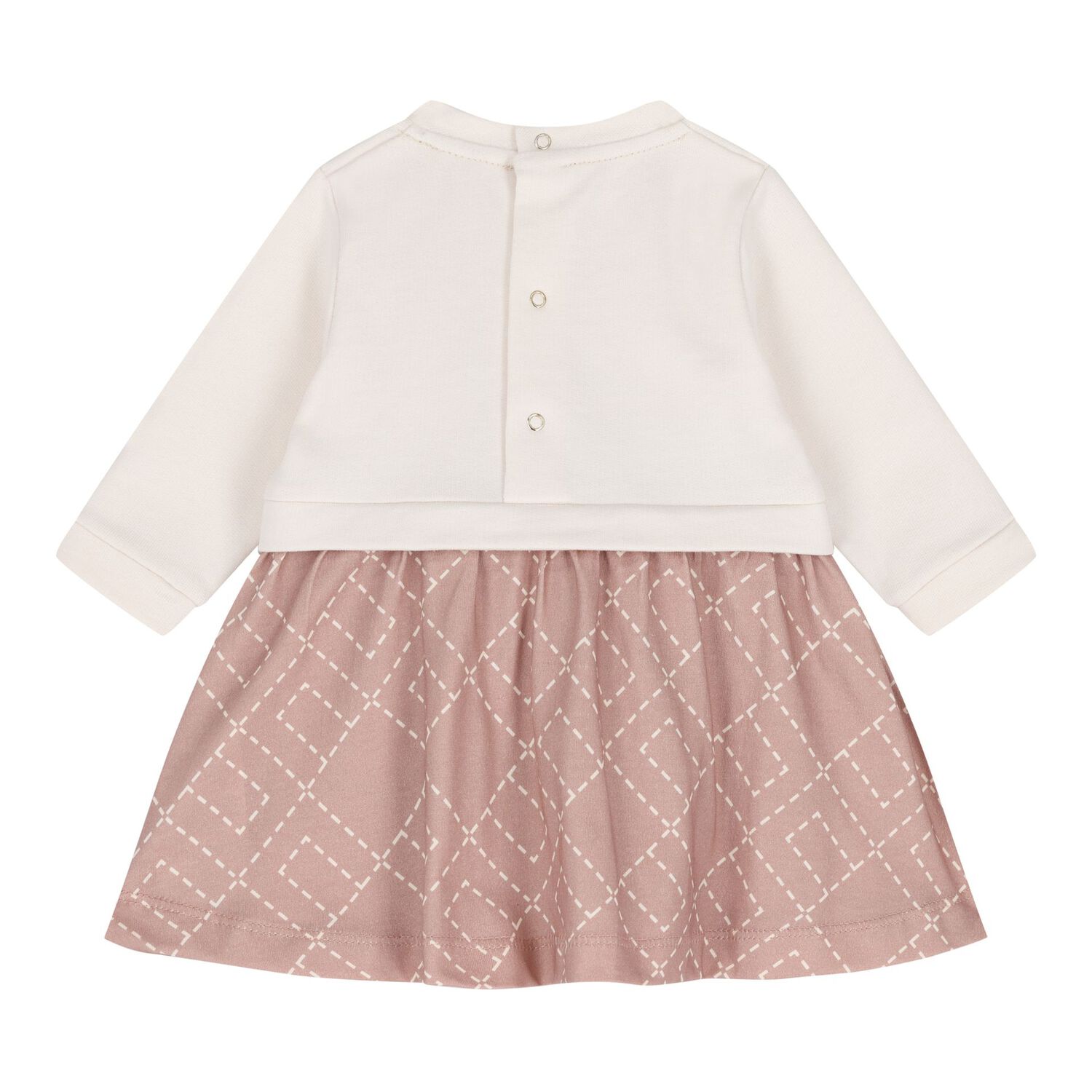 Baby Girls Ivory & Pink Logo Dress, 1, hi-res