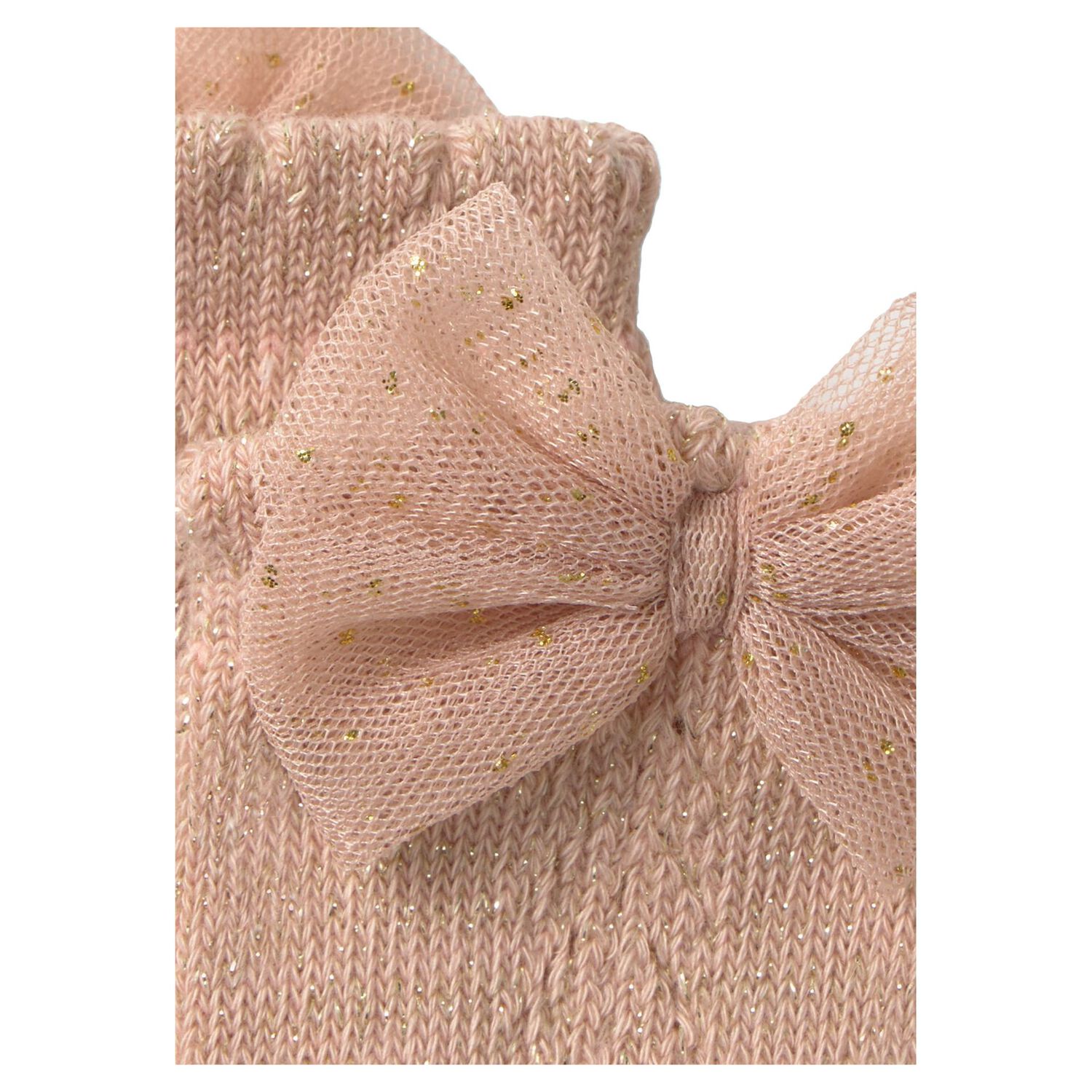 Younger Girls Pink Bow Knitted Socks, 1, hi-res