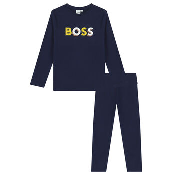 Boys Navy Logo Pyjamas