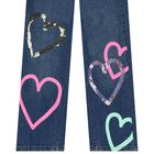 Girls Blue Hearts Denim Jeans, 1, hi-res