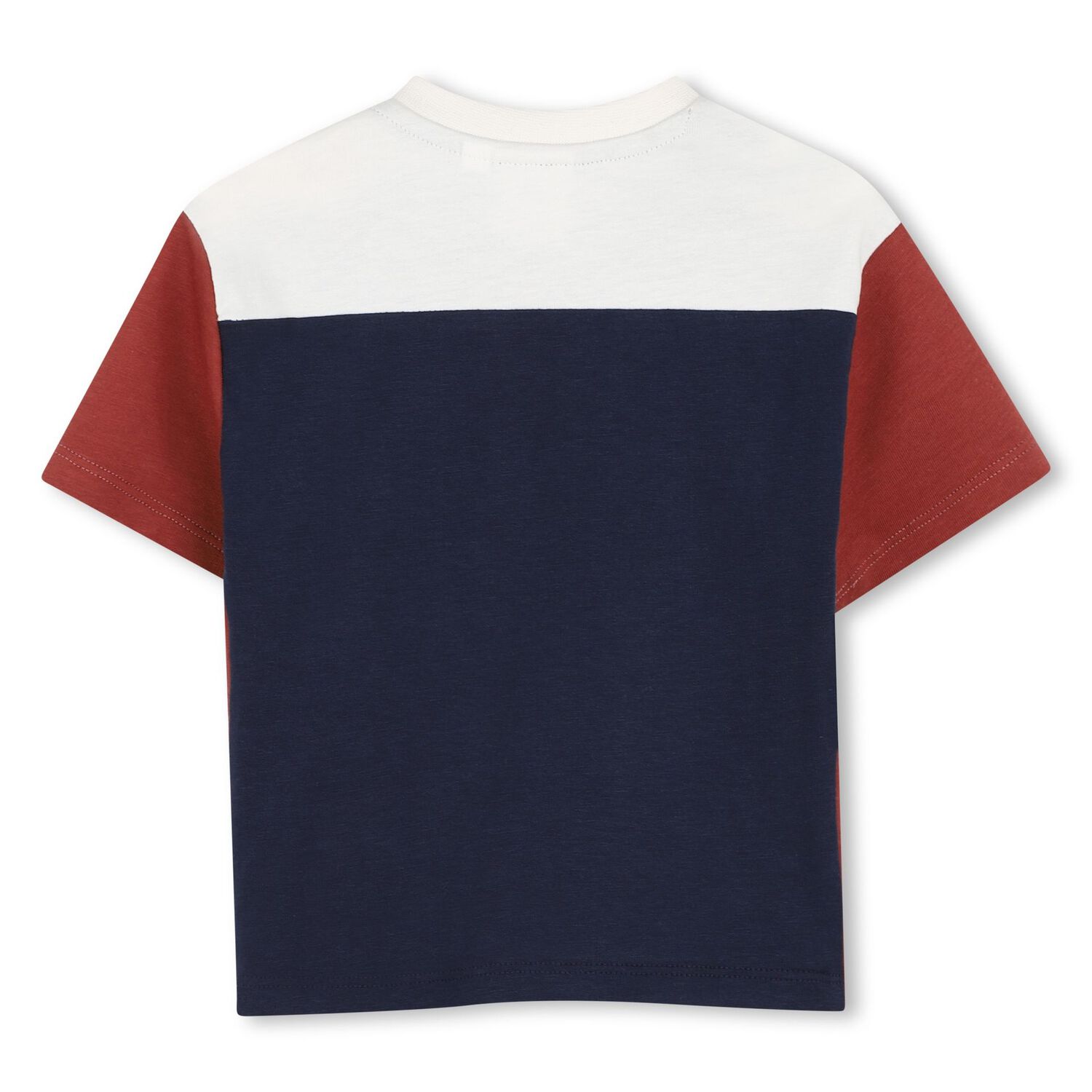 Younger Boys Navy Blue, Ivory & Orange Logo T-Shirt, 1, hi-res