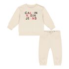 Baby Girls Beige Logo Tracksuit, 1, hi-res